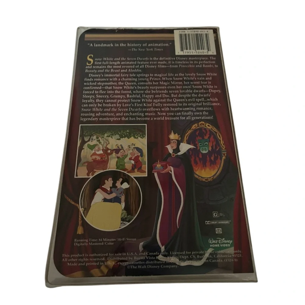 Disney Snow White & The Seven Dwarfs Masterpiece VHS. Pre Owned